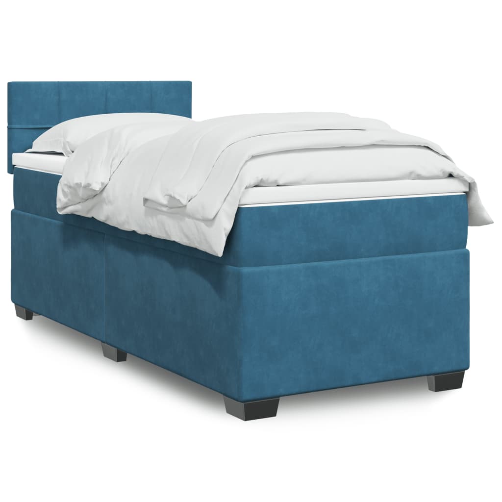 Boxspring met matras fluweel blauw 100x200 cm is nu te koop bij PeponiXL, paradijselijk wonen!