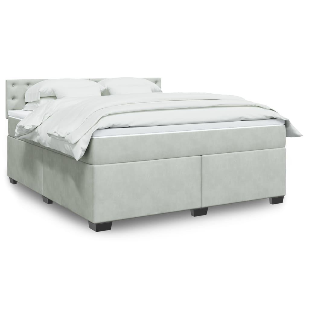 Boxspring met matras fluweel lichtgrijs 180x200 cm is nu te koop bij PeponiXL, paradijselijk wonen!