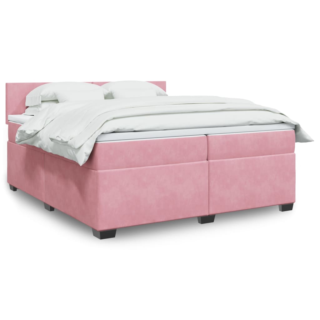 Boxspring met matras fluweel roze 200x200 cm is nu te koop bij PeponiXL, paradijselijk wonen!