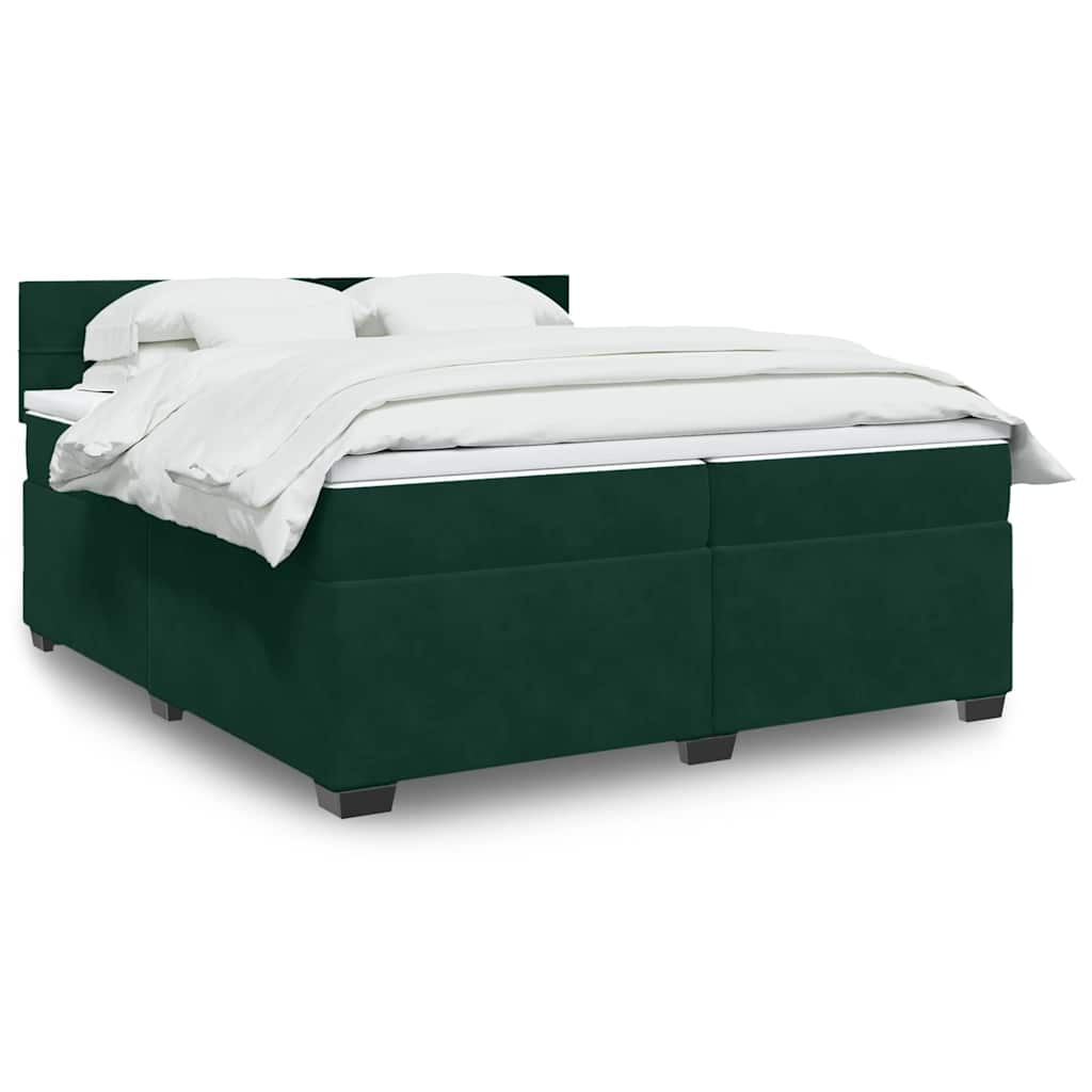 Boxspring met matras fluweel donkergroen 200x200 cm is nu te koop bij PeponiXL, paradijselijk wonen!