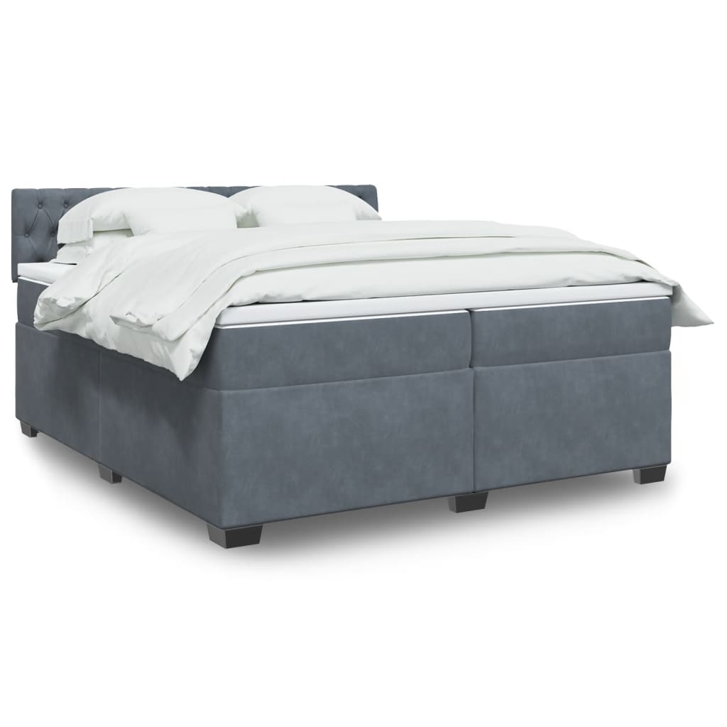 Boxspring met matras fluweel donkergrijs 200x200 cm is nu te koop bij PeponiXL, paradijselijk wonen!