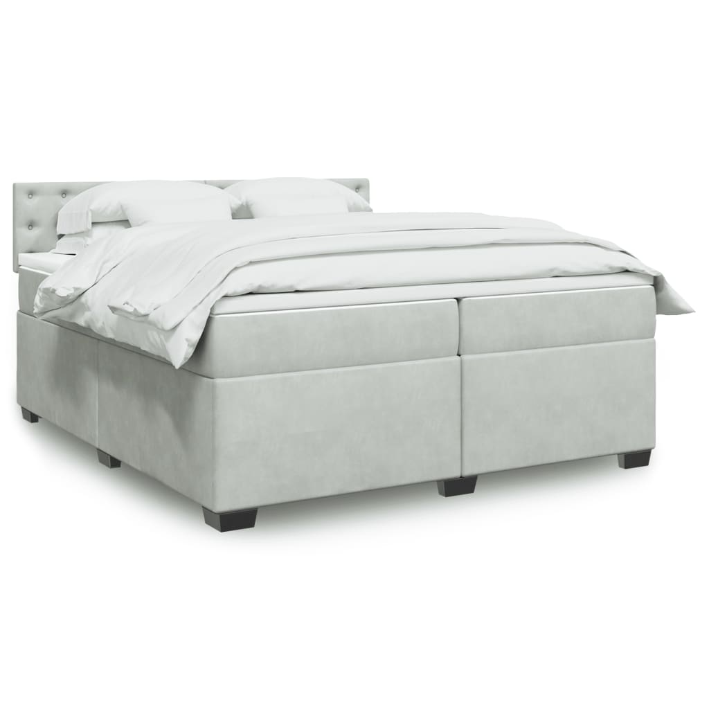 Boxspring met matras fluweel lichtgrijs 200x200 cm is nu te koop bij PeponiXL, paradijselijk wonen!