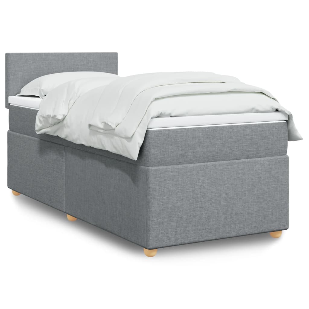 Boxspring met matras stof lichtgrijs 90x190 cm is nu te koop bij PeponiXL, paradijselijk wonen!