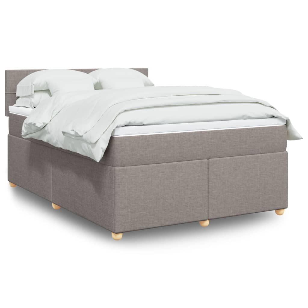 Boxspring met matras stof taupe 140x190 cm is nu te koop bij PeponiXL, paradijselijk wonen!