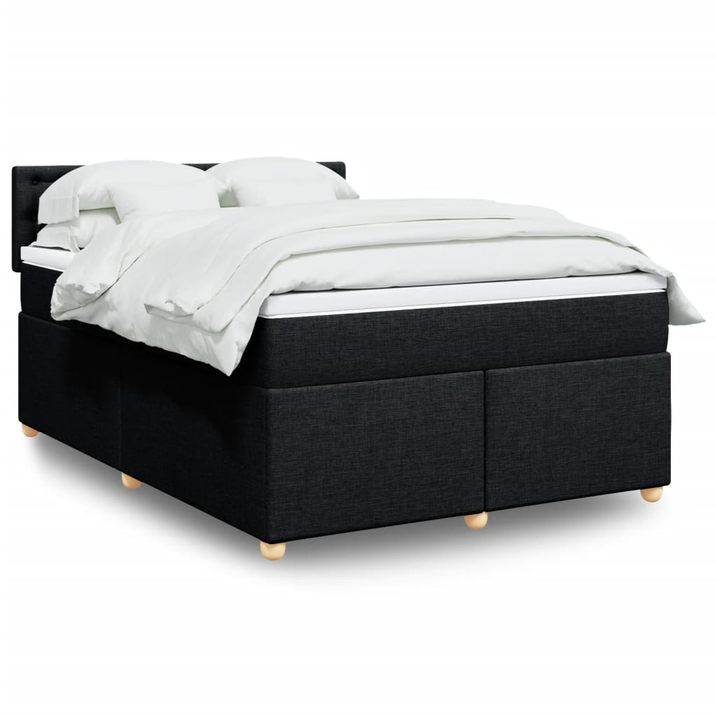 Boxspring met matras stof zwart 140x190 cm is nu te koop bij PeponiXL, paradijselijk wonen!