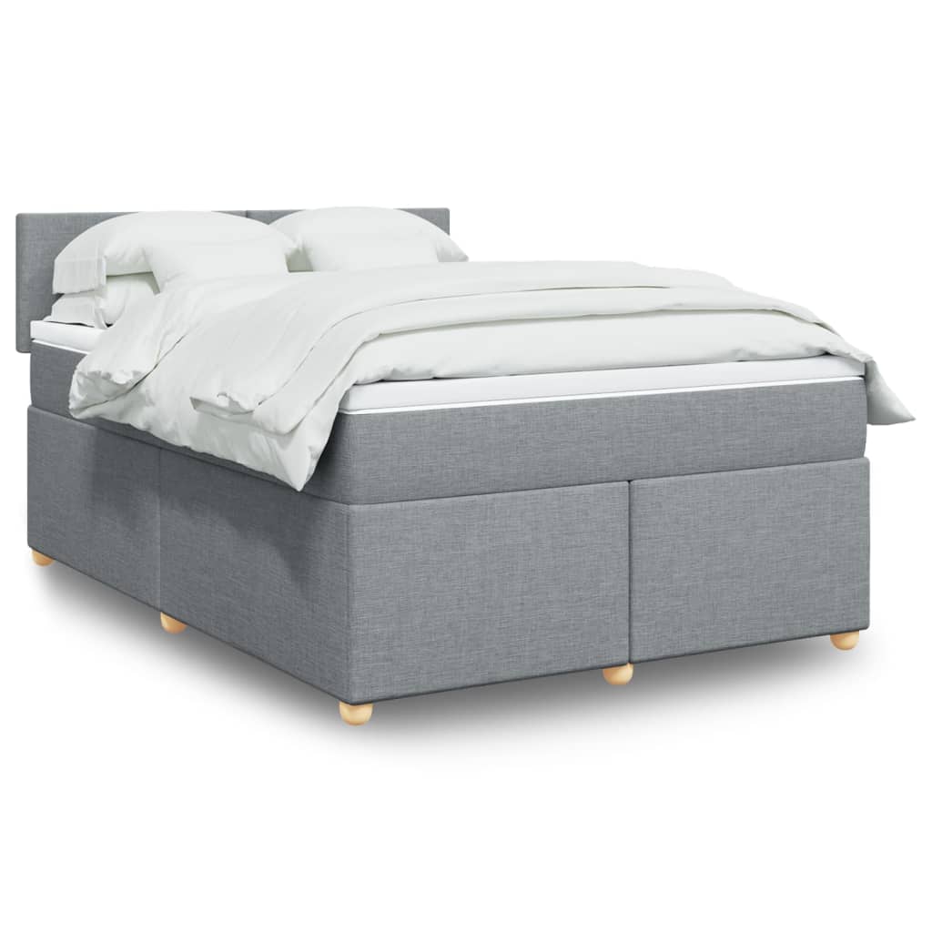 Boxspring met matras stof lichtgrijs 140x200 cm is nu te koop bij PeponiXL, paradijselijk wonen!