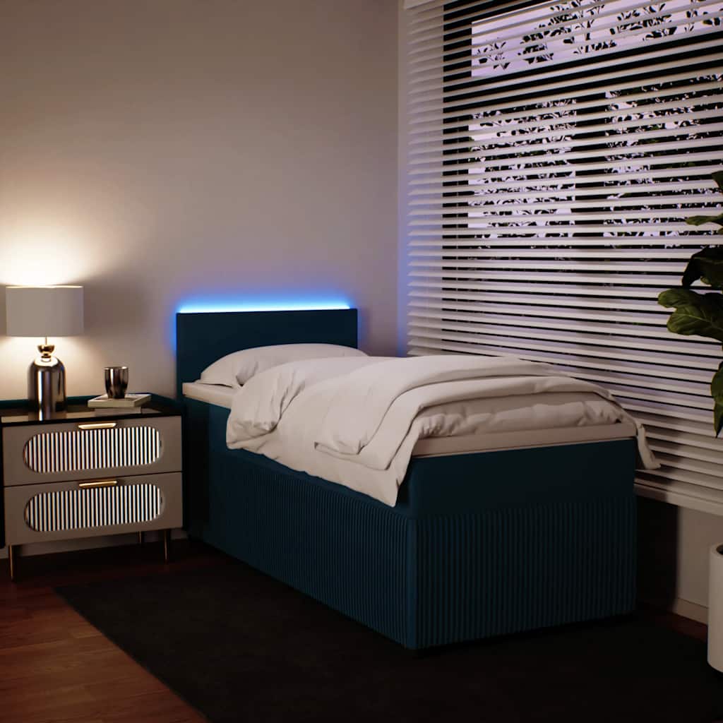 Boxspring met matras fluweel blauw 80x200 cm is nu te koop bij PeponiXL, paradijselijk wonen!