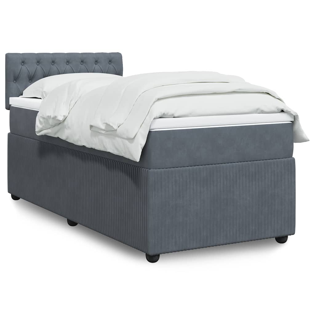Boxspring met matras fluweel donkergrijs 80x200 cm is nu te koop bij PeponiXL, paradijselijk wonen!