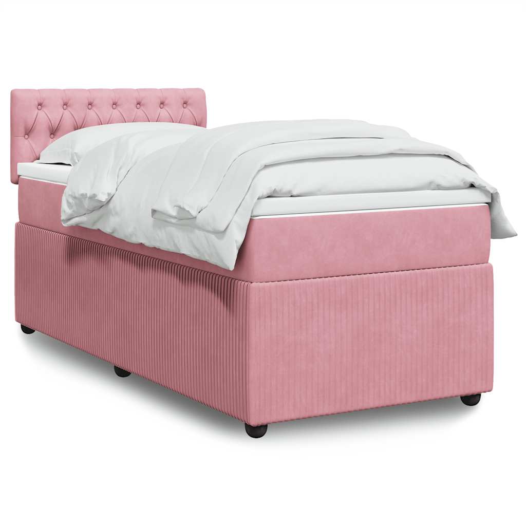Boxspring met matras fluweel roze 90x200 cm is nu te koop bij PeponiXL, paradijselijk wonen!