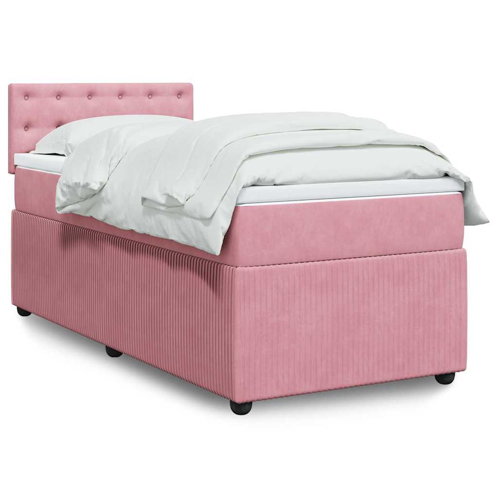 Boxspring met matras fluweel roze 100x200 cm is nu te koop bij PeponiXL, paradijselijk wonen!