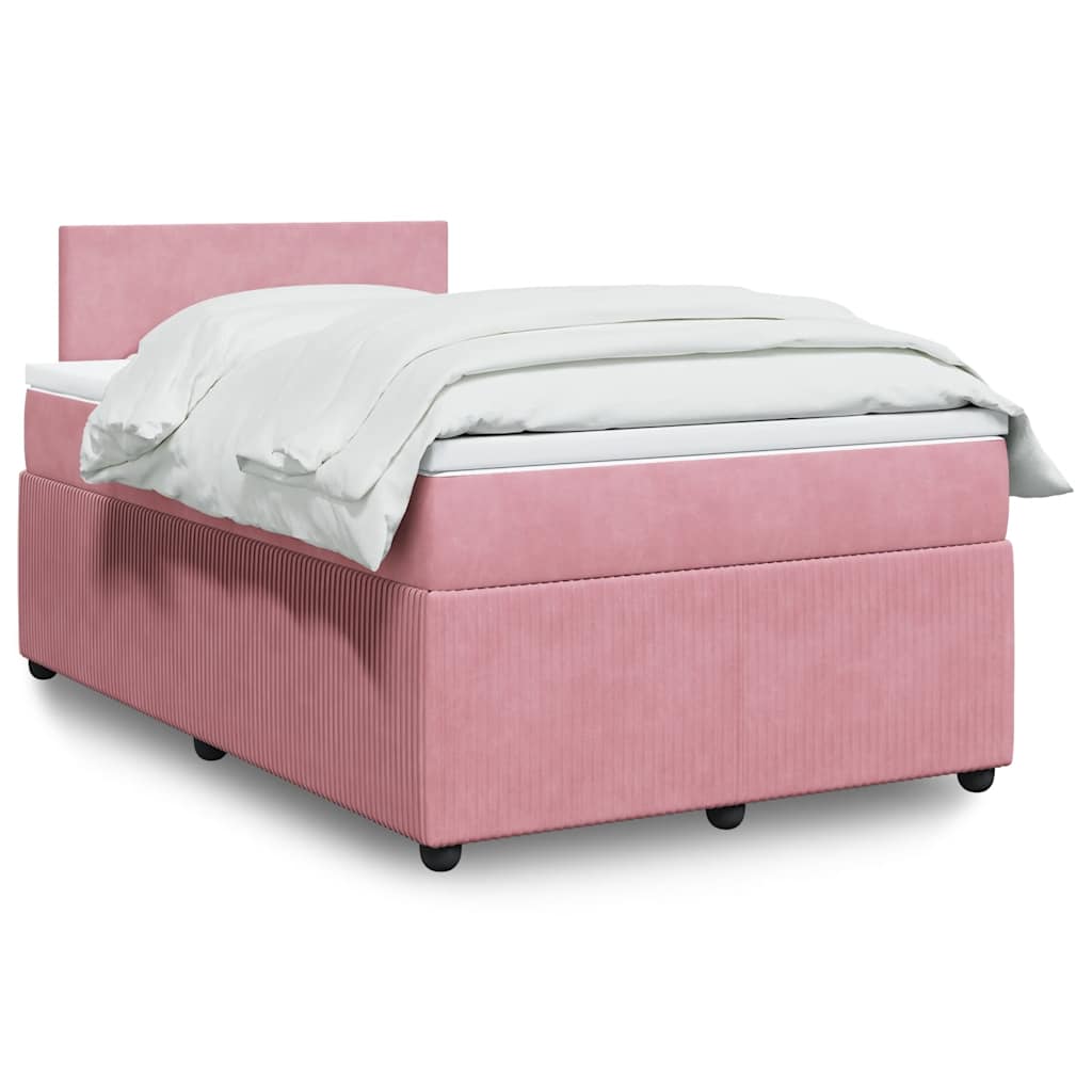 Boxspring met matras fluweel roze 120x190 cm is nu te koop bij PeponiXL, paradijselijk wonen!