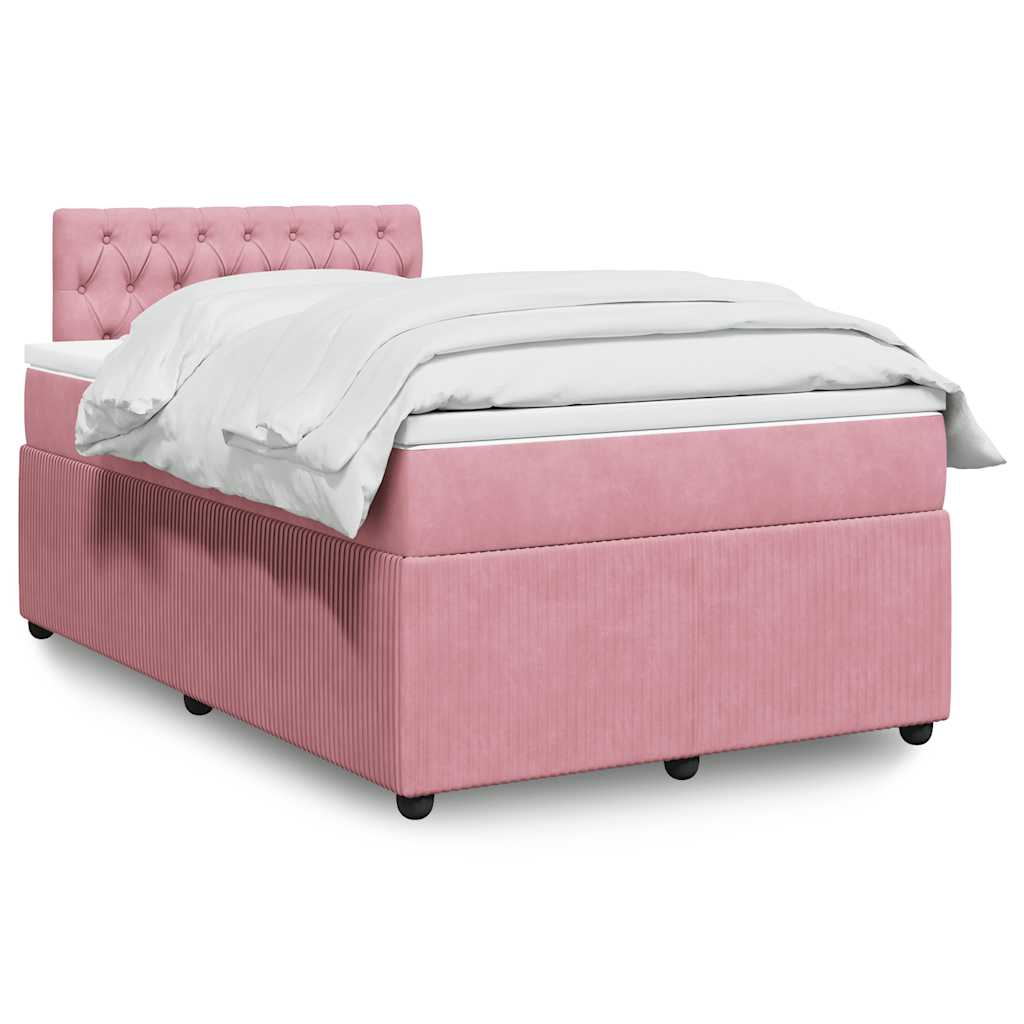 Boxspring met matras fluweel roze 120x190 cm is nu te koop bij PeponiXL, paradijselijk wonen!