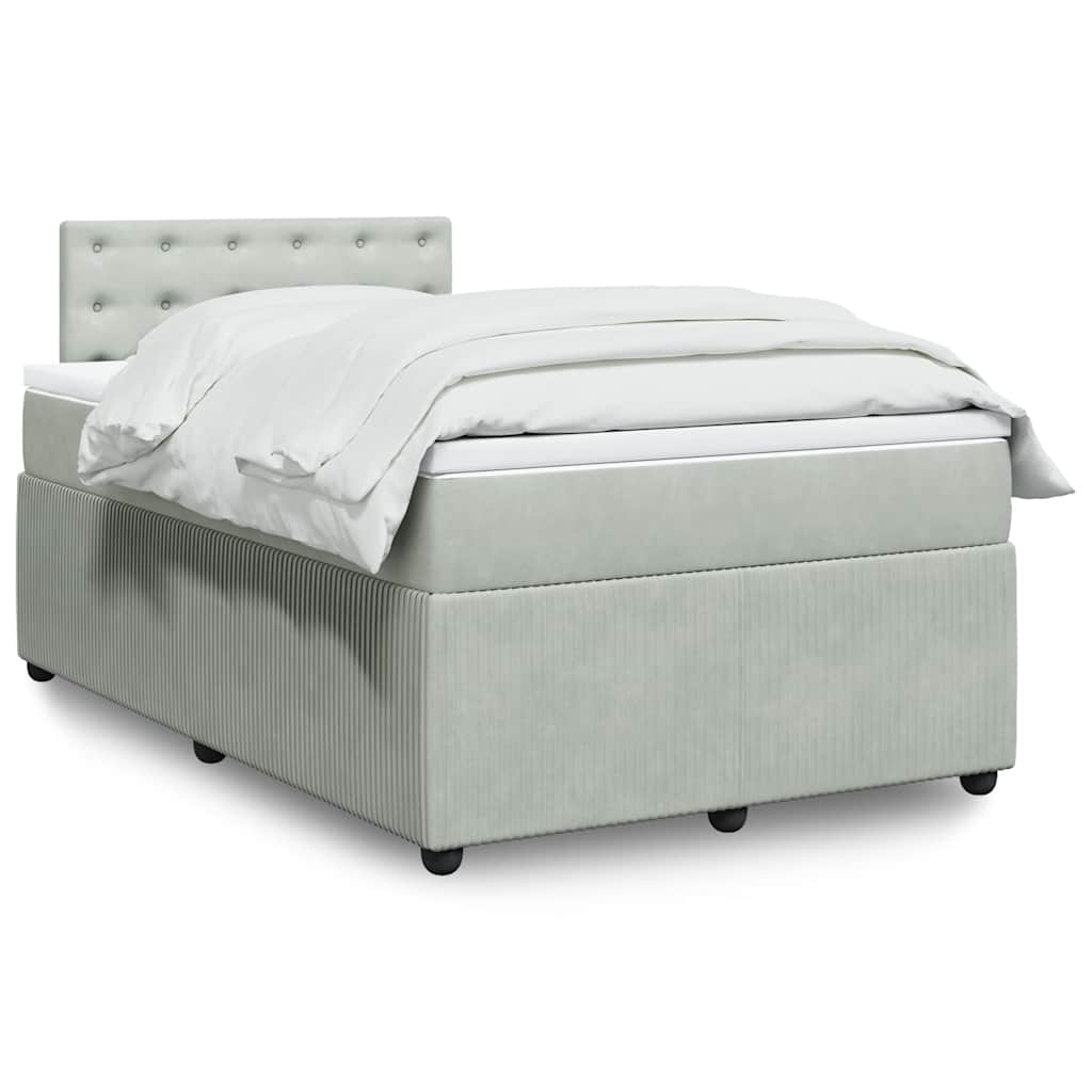Boxspring met matras fluweel lichtgrijs 120x190 cm is nu te koop bij PeponiXL, paradijselijk wonen!