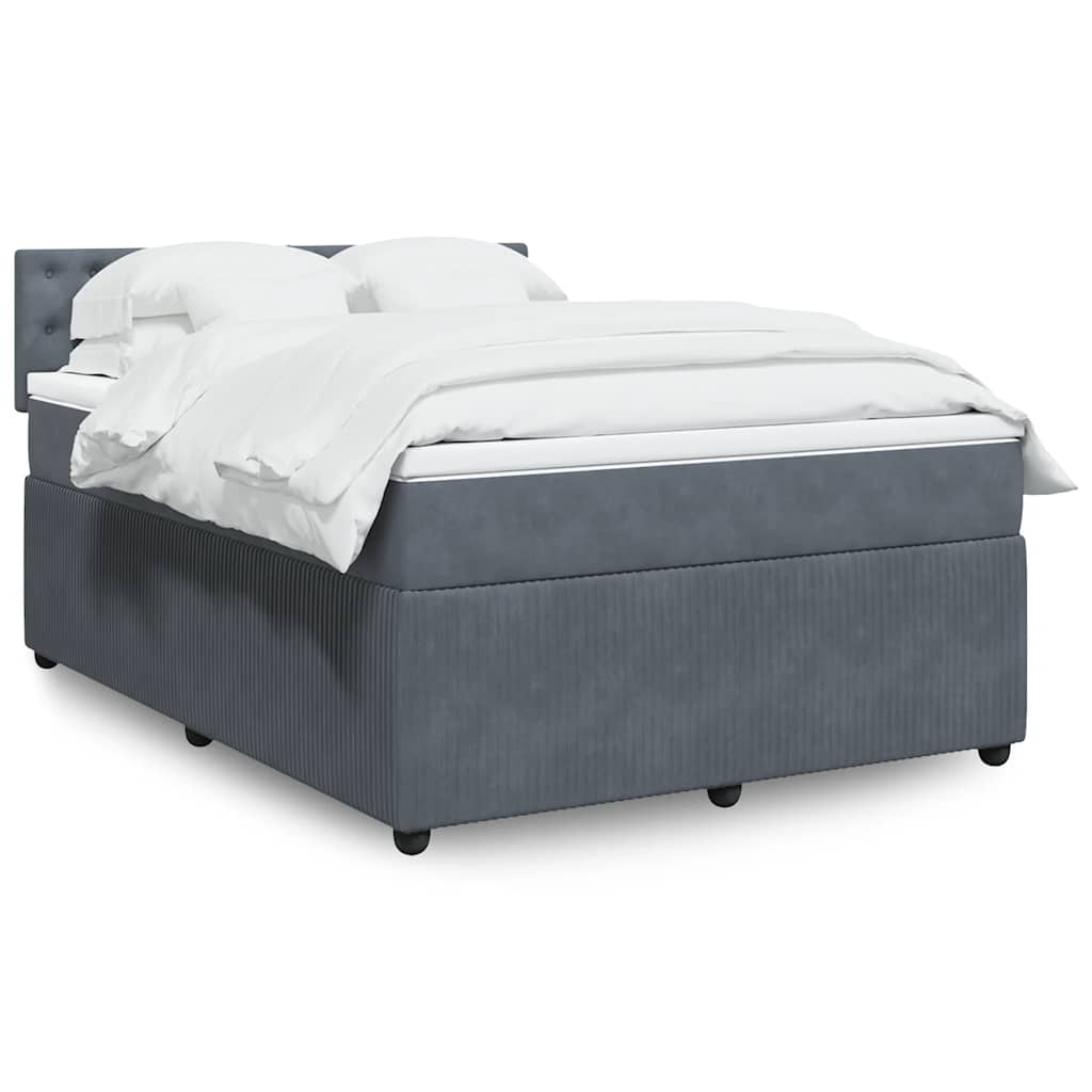 Boxspring met matras fluweel donkergrijs 140x200 cm is nu te koop bij PeponiXL, paradijselijk wonen!