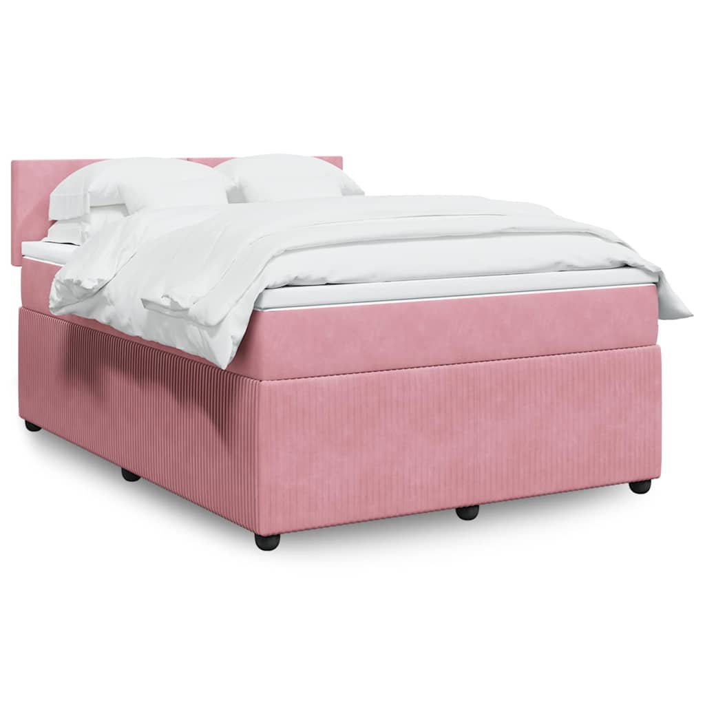 Boxspring met matras fluweel roze 160x200 cm is nu te koop bij PeponiXL, paradijselijk wonen!