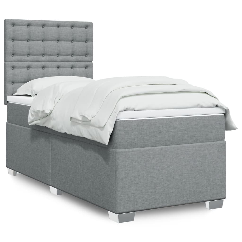 Boxspring met matras stof lichtgrijs 80x200 cm is nu te koop bij PeponiXL, paradijselijk wonen!