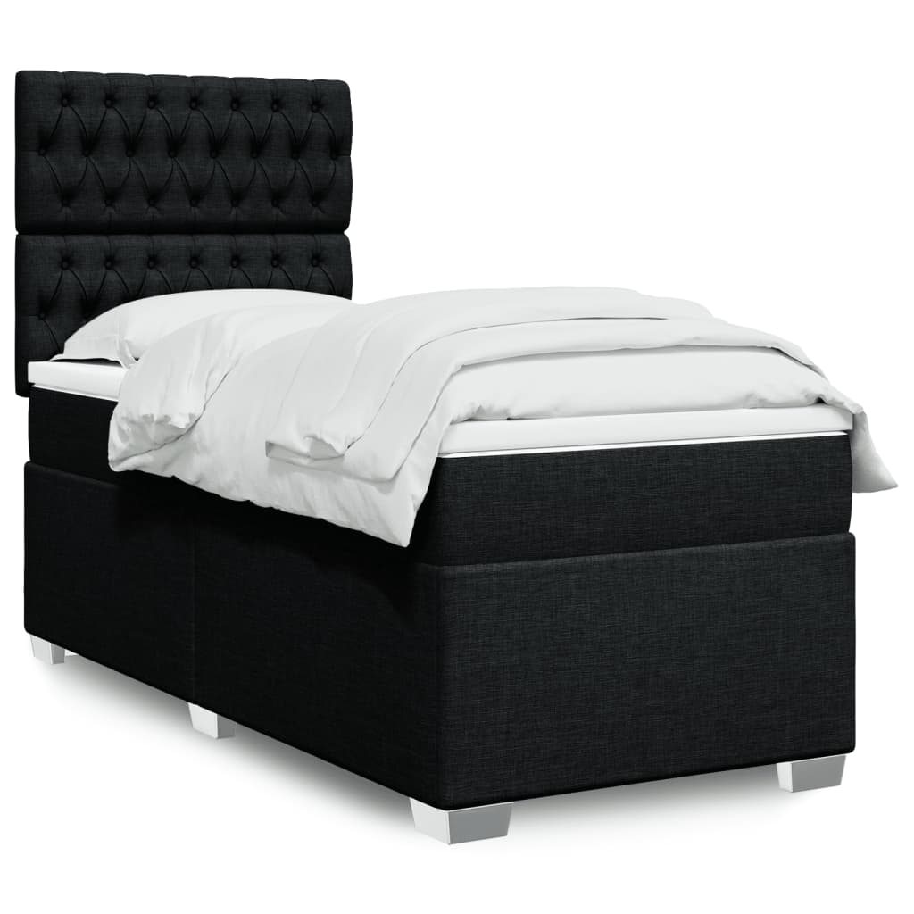 Boxspring met matras stof zwart 90x200 cm is nu te koop bij PeponiXL, paradijselijk wonen!