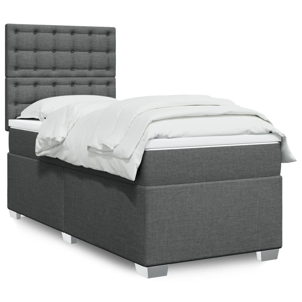 Boxspring met matras stof donkergrijs 90x200 cm is nu te koop bij PeponiXL, paradijselijk wonen!