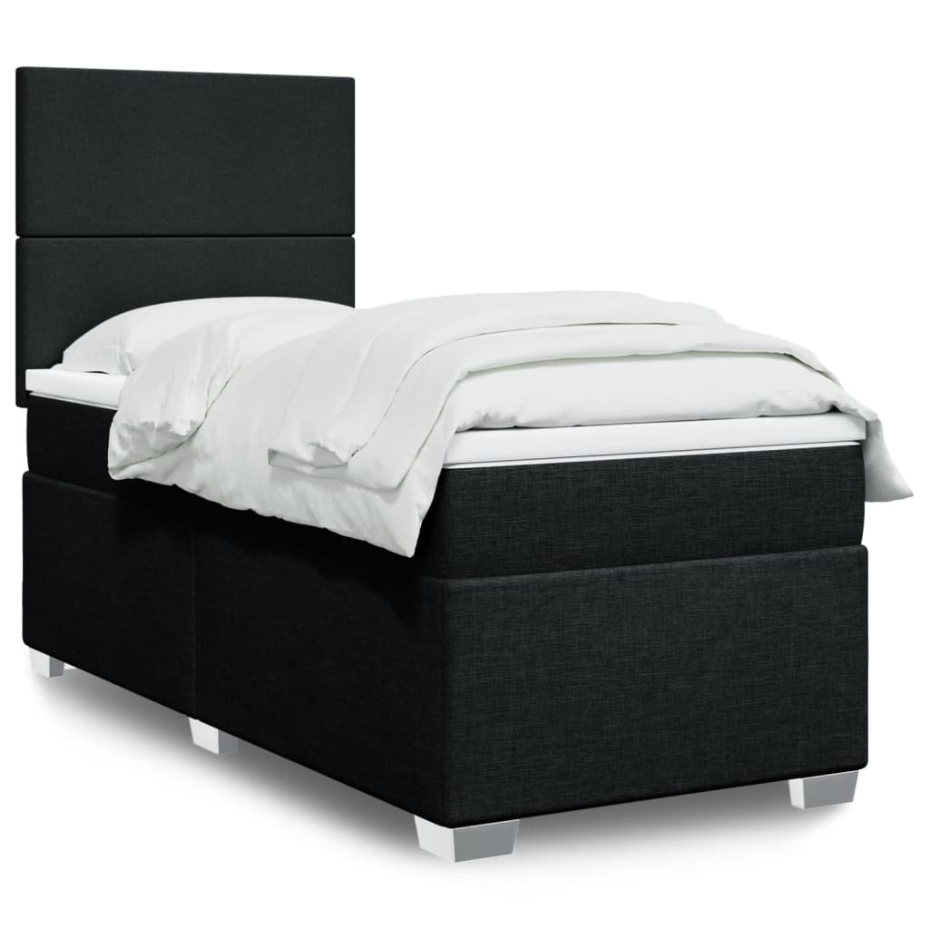 Boxspring met matras stof zwart 100x200 cm is nu te koop bij PeponiXL, paradijselijk wonen!