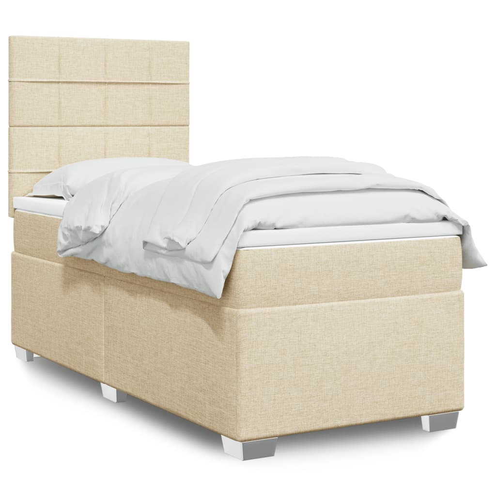 Boxspring met matras stof crèmekleurig 100x200 cm is nu te koop bij PeponiXL, paradijselijk wonen!
