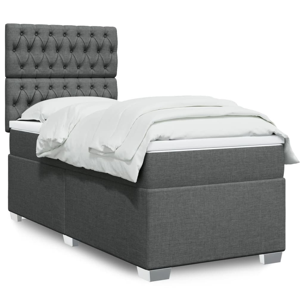 Boxspring met matras stof donkergrijs 100x200 cm is nu te koop bij PeponiXL, paradijselijk wonen!