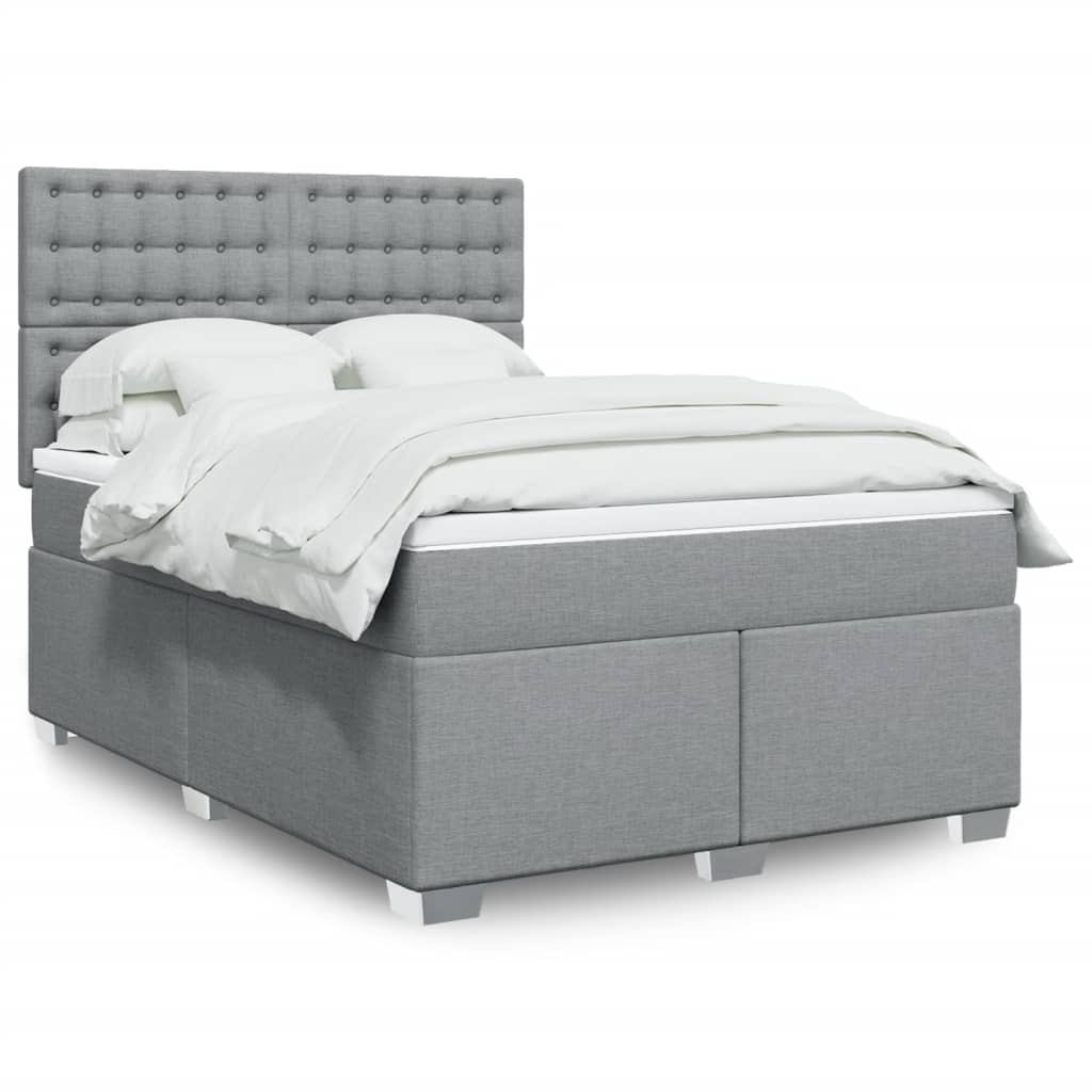 Boxspring met matras stof lichtgrijs 160x200 cm is nu te koop bij PeponiXL, paradijselijk wonen!