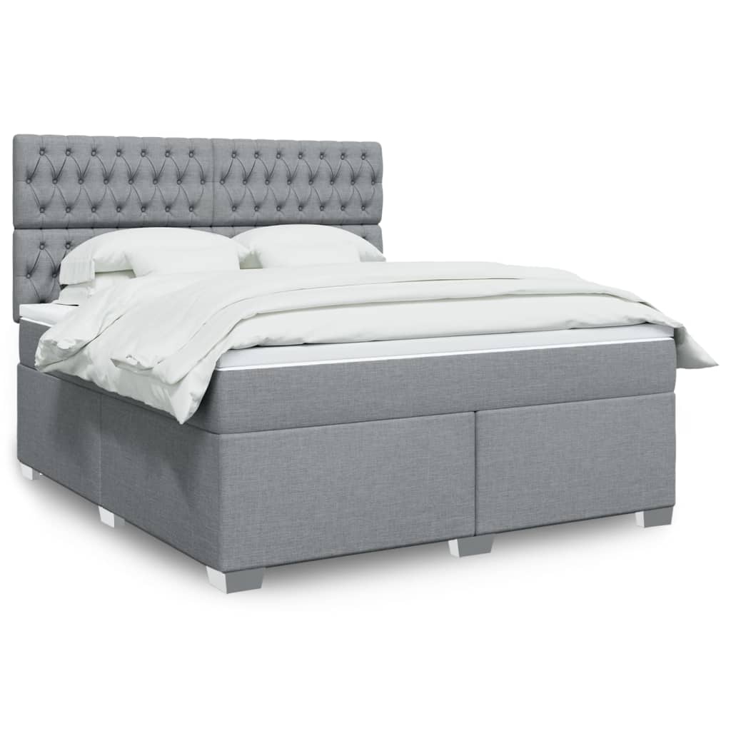 Boxspring met matras stof lichtgrijs 180x200 cm is nu te koop bij PeponiXL, paradijselijk wonen!