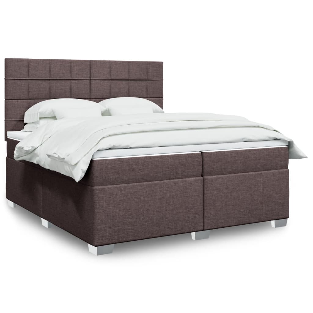 Boxspring met matras stof donkerbruin 200x200 cm is nu te koop bij PeponiXL, paradijselijk wonen!