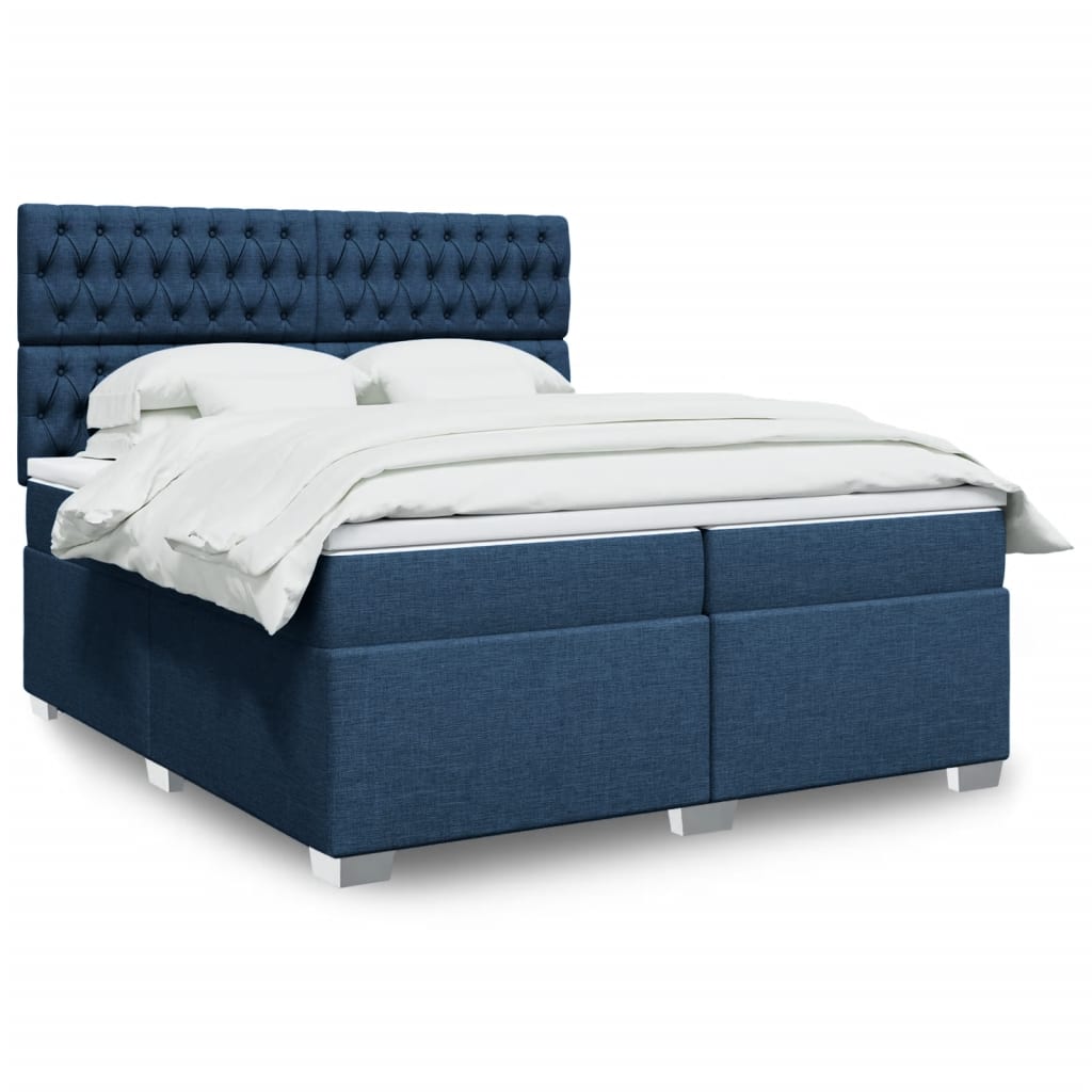 Boxspring met matras stof blauw 200x200 cm is nu te koop bij PeponiXL, paradijselijk wonen!