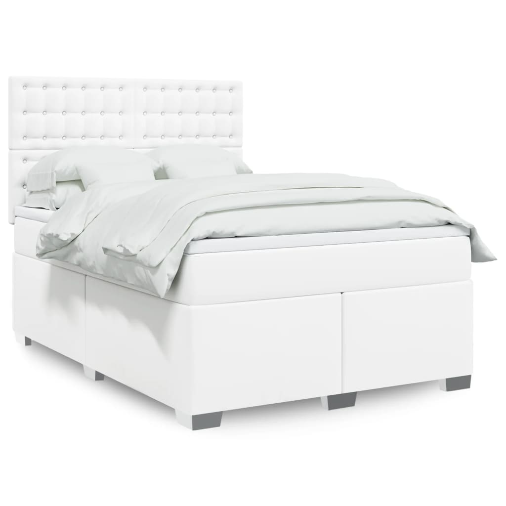 Boxspring met matras kunstleer wit 160x200 cm is nu te koop bij PeponiXL, paradijselijk wonen!