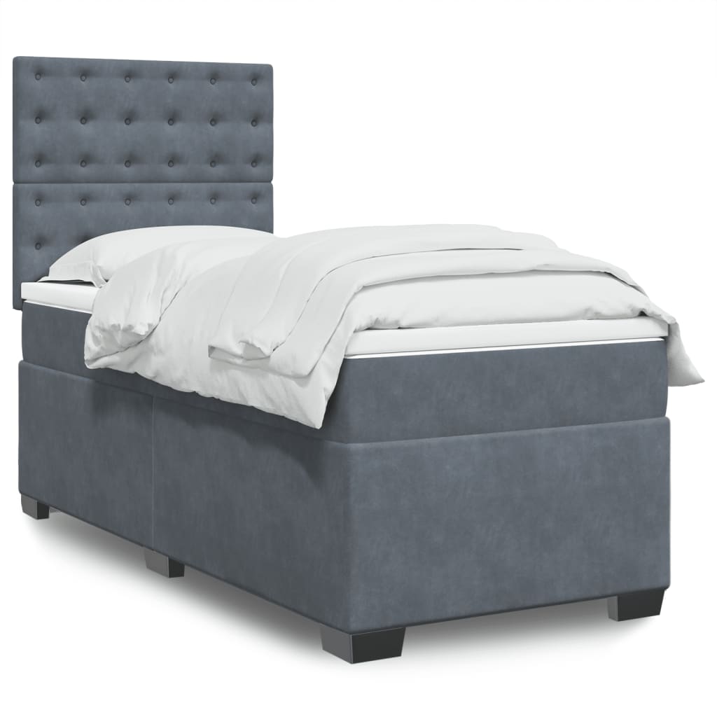 Boxspring met matras fluweel donkergrijs 90x200 cm is nu te koop bij PeponiXL, paradijselijk wonen!