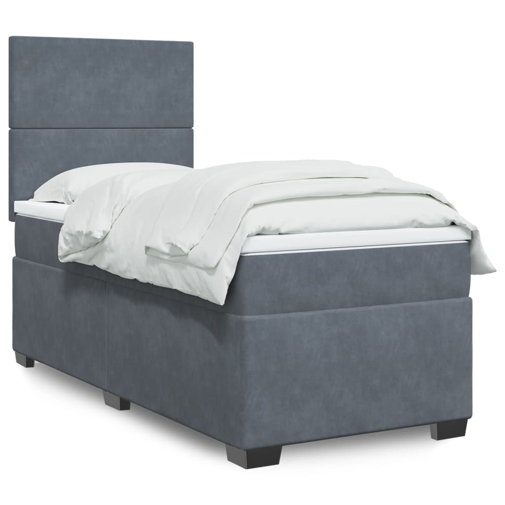 Boxspring met matras fluweel donkergrijs 100x200 cm is nu te koop bij PeponiXL, paradijselijk wonen!
