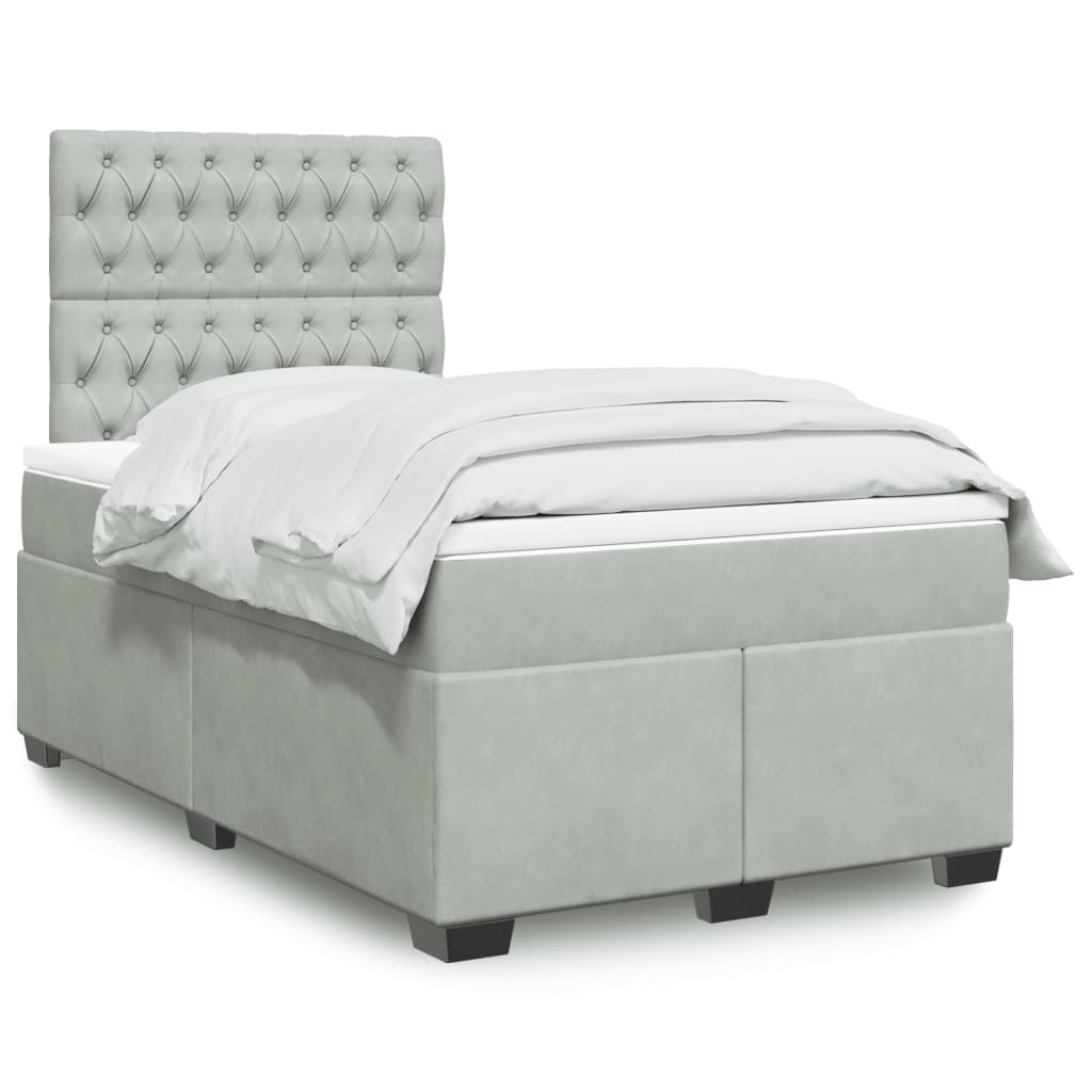 Boxspring met matras fluweel lichtgrijs 120x190 cm is nu te koop bij PeponiXL, paradijselijk wonen!