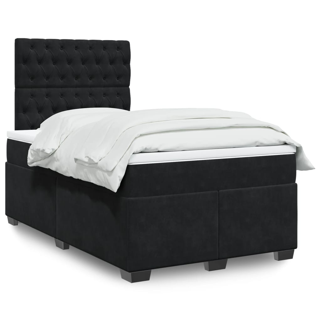 Boxspring met matras fluweel zwart 120x200 cm is nu te koop bij PeponiXL, paradijselijk wonen!