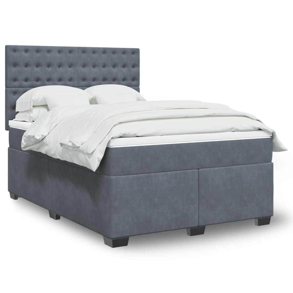 Boxspring met matras fluweel donkergrijs 140x190 cm is nu te koop bij PeponiXL, paradijselijk wonen!
