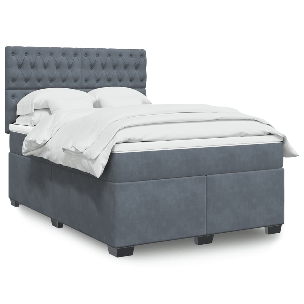 Boxspring met matras fluweel donkergrijs 160x200 cm is nu te koop bij PeponiXL, paradijselijk wonen!