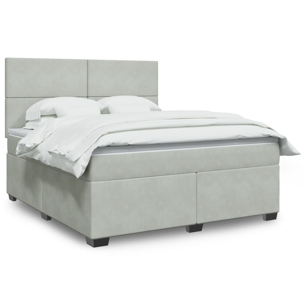 Boxspring met matras fluweel lichtgrijs 180x200 cm is nu te koop bij PeponiXL, paradijselijk wonen!