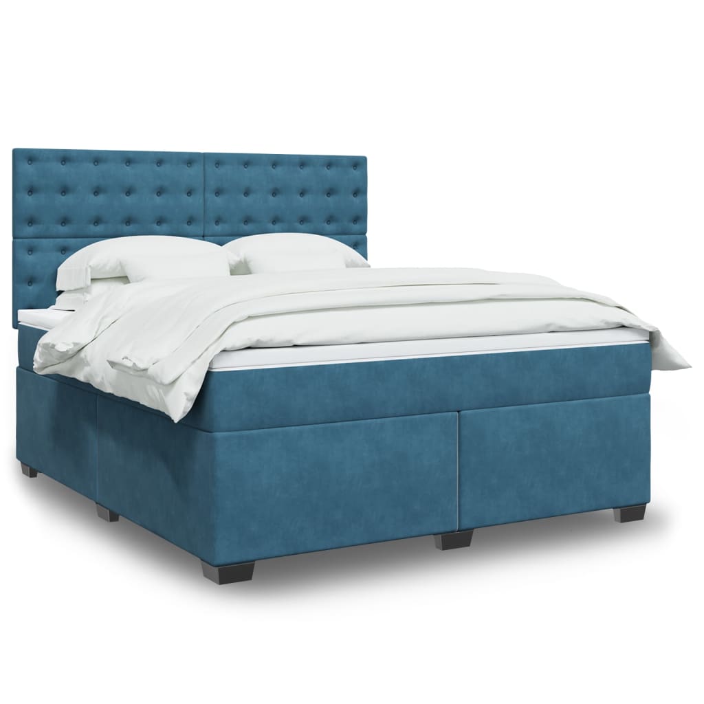 Boxspring met matras fluweel blauw 180x200 cm is nu te koop bij PeponiXL, paradijselijk wonen!