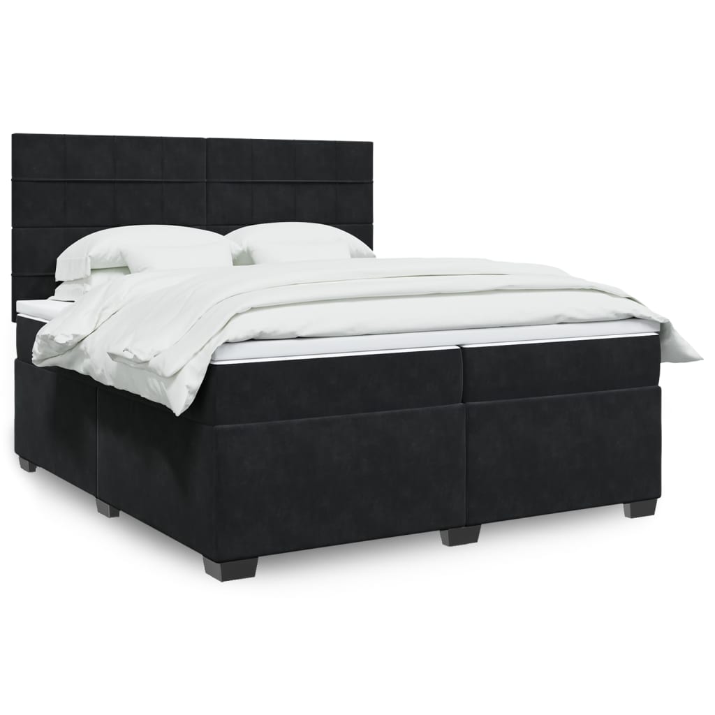 Boxspring met matras fluweel zwart 200x200 cm is nu te koop bij PeponiXL, paradijselijk wonen!