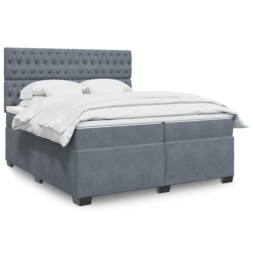 Boxspring met matras fluweel donkergrijs 200x200 cm is nu te koop bij PeponiXL, paradijselijk wonen!