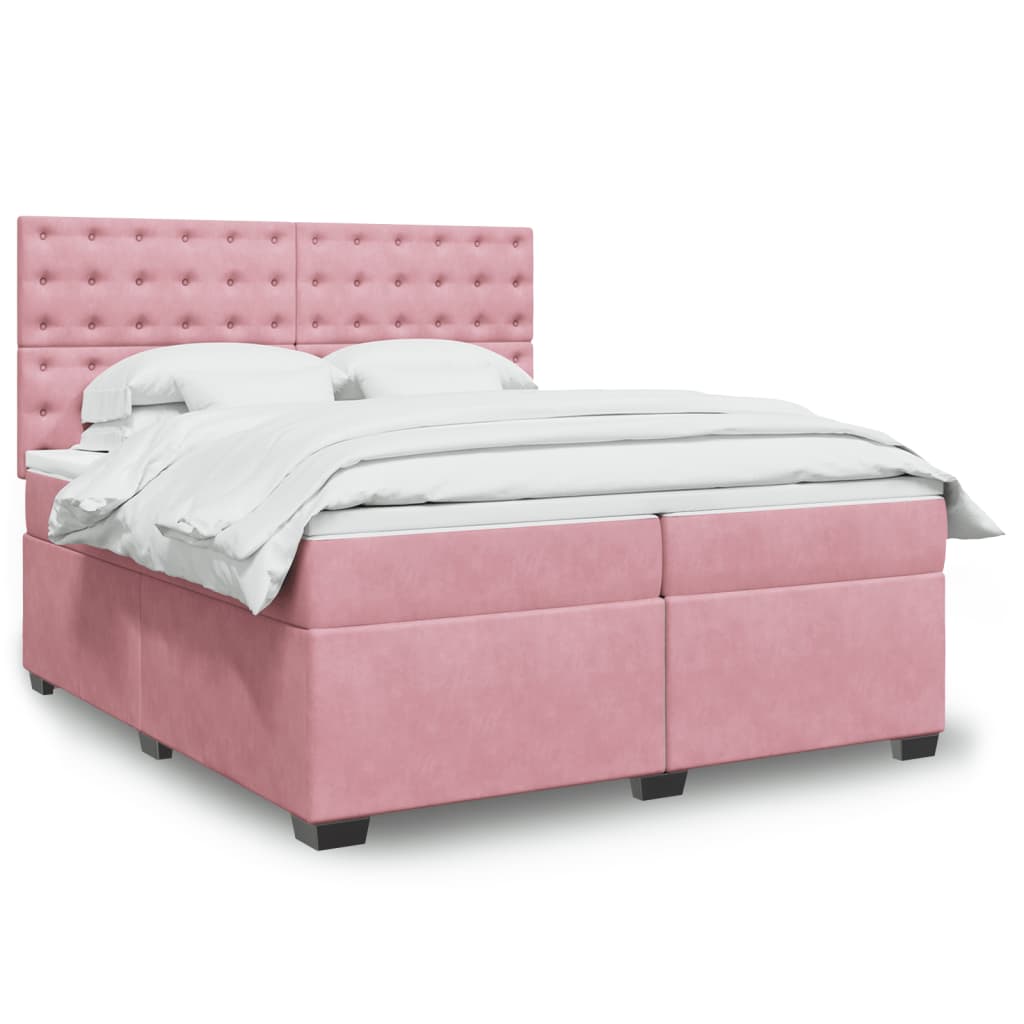 Boxspring met matras fluweel roze 200x200 cm is nu te koop bij PeponiXL, paradijselijk wonen!