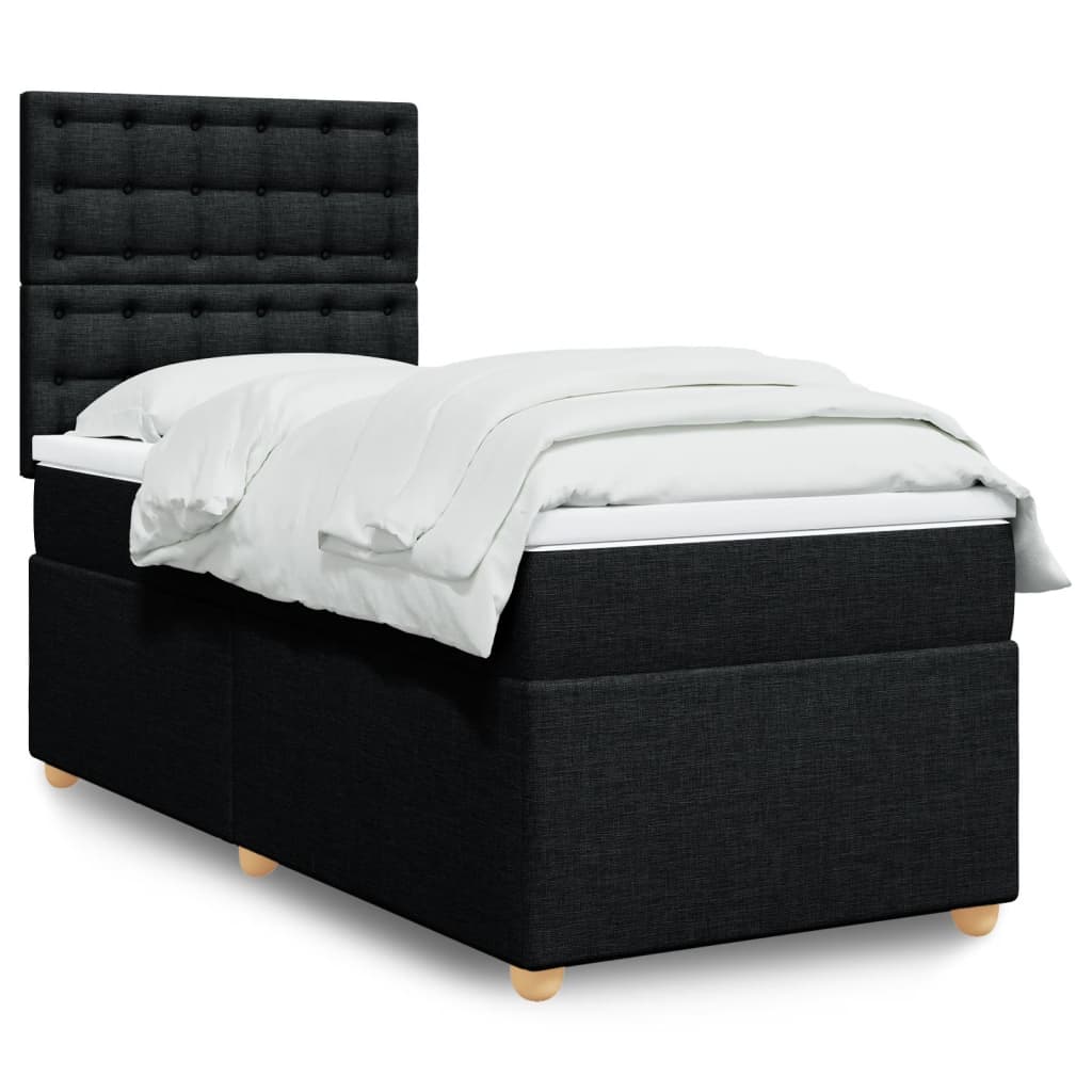 Boxspring met matras stof zwart 80x200 cm is nu te koop bij PeponiXL, paradijselijk wonen!