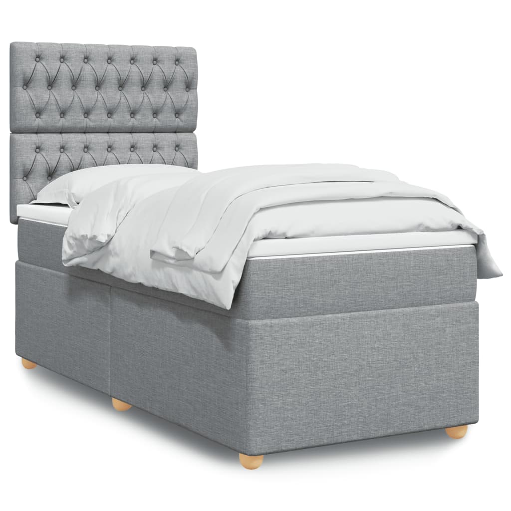 Boxspring met matras stof lichtgrijs 90x190 cm is nu te koop bij PeponiXL, paradijselijk wonen!