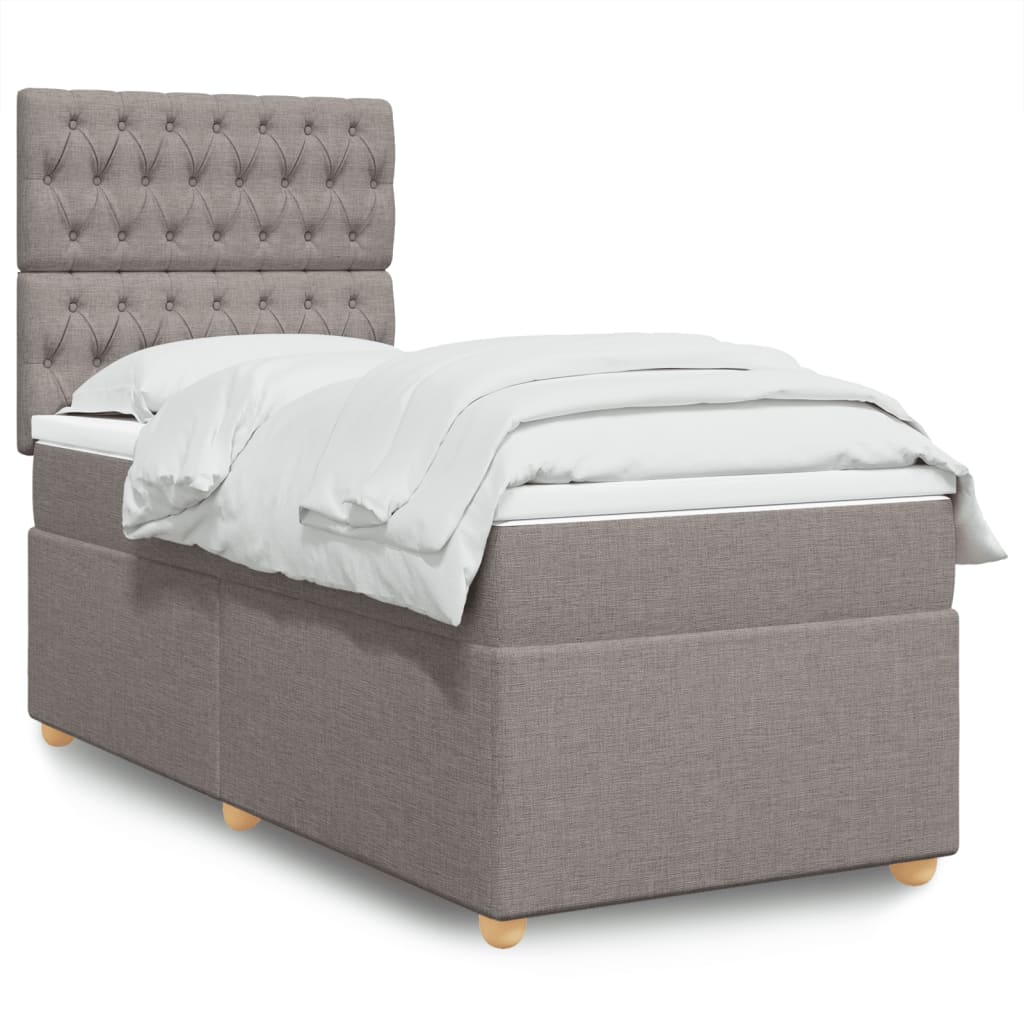 Boxspring met matras stof taupe 90x200 cm is nu te koop bij PeponiXL, paradijselijk wonen!