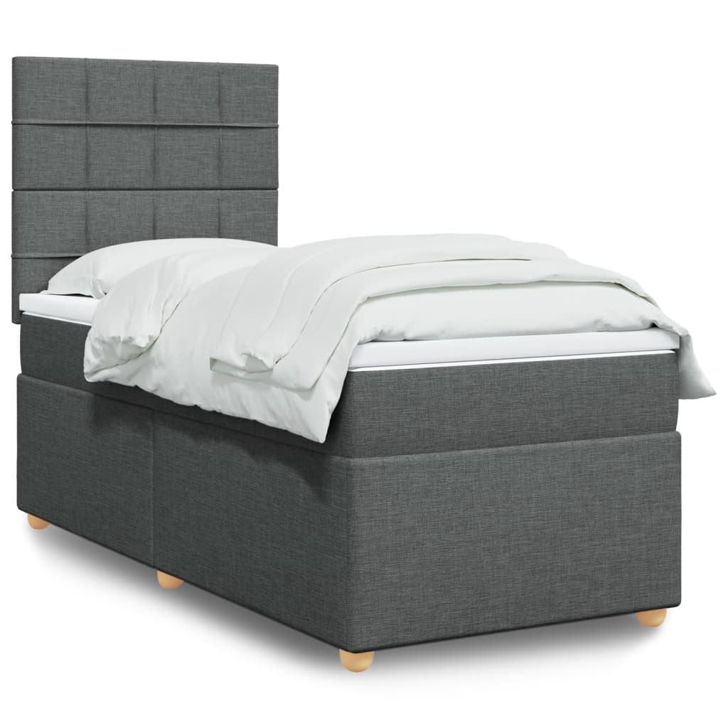 Boxspring met matras stof donkergrijs 100x200 cm is nu te koop bij PeponiXL, paradijselijk wonen!