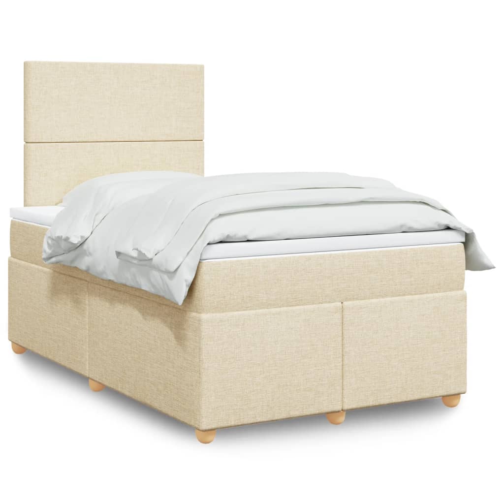 Boxspring met matras stof crèmekleurig 120x190 cm is nu te koop bij PeponiXL, paradijselijk wonen!