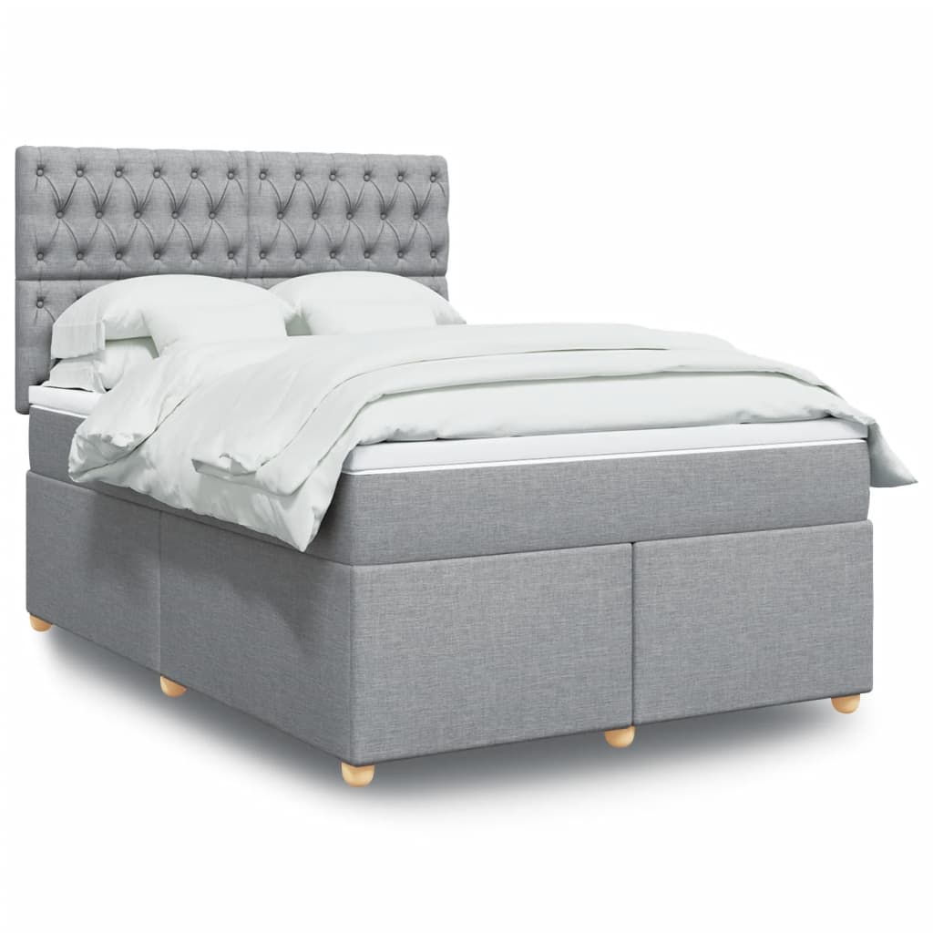 Boxspring met matras stof lichtgrijs 140x200 cm is nu te koop bij PeponiXL, paradijselijk wonen!