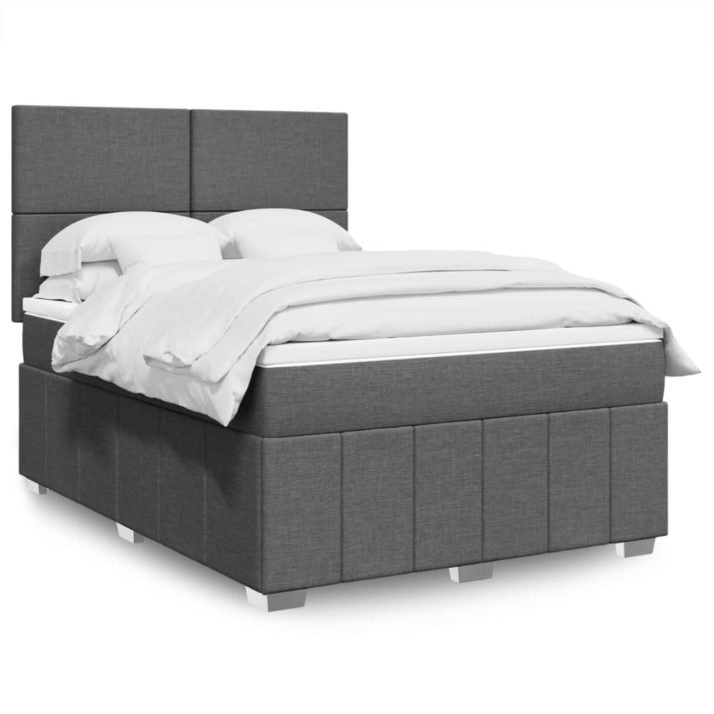 Boxspring met matras stof donkergrijs 140x200 cm is nu te koop bij PeponiXL, paradijselijk wonen!