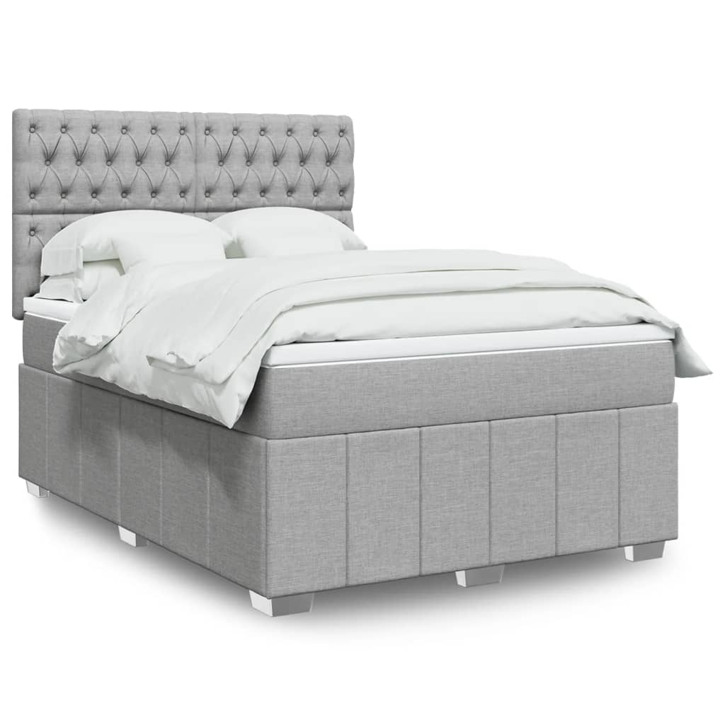 Boxspring met matras stof lichtgrijs 140x200 cm is nu te koop bij PeponiXL, paradijselijk wonen!