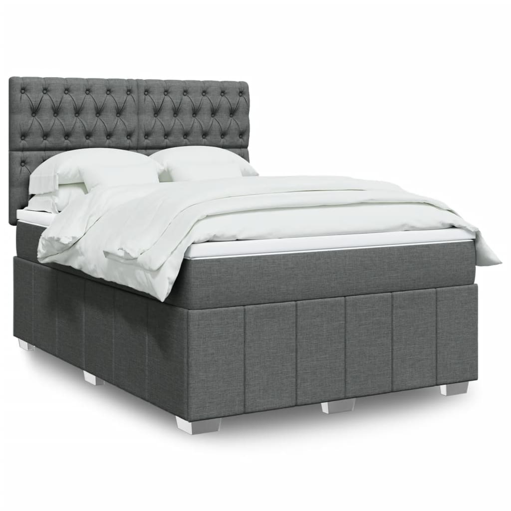 Boxspring met matras stof donkergrijs 140x200 cm is nu te koop bij PeponiXL, paradijselijk wonen!